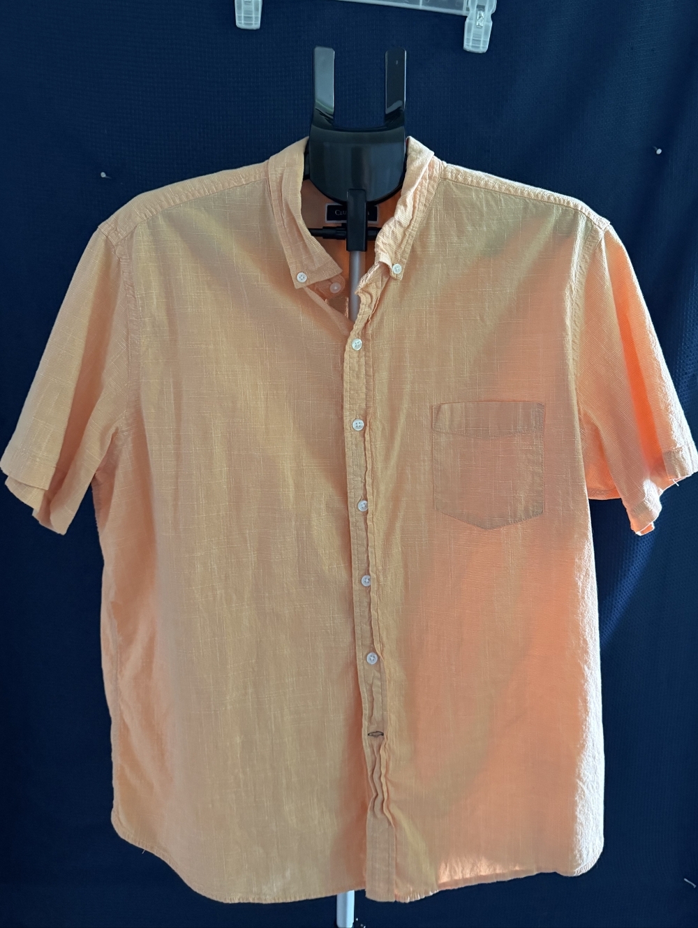 Men's Short-Sleeve Button-Down Shirt - Peach Sz XXL
